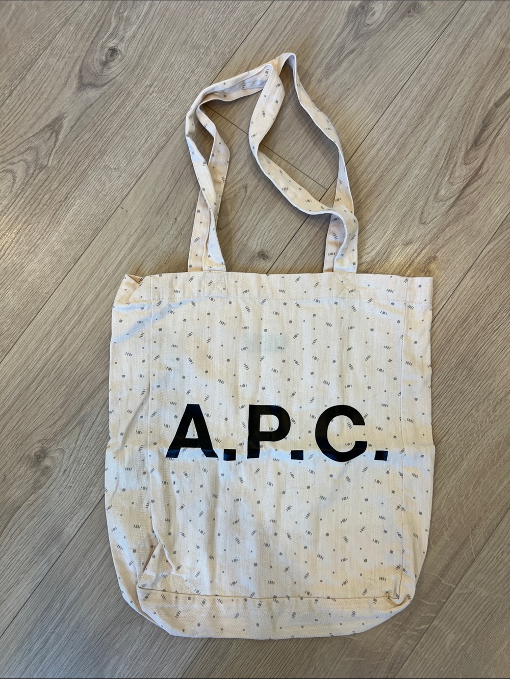 A.P.C. Cream Canvas Tote with Black Logo